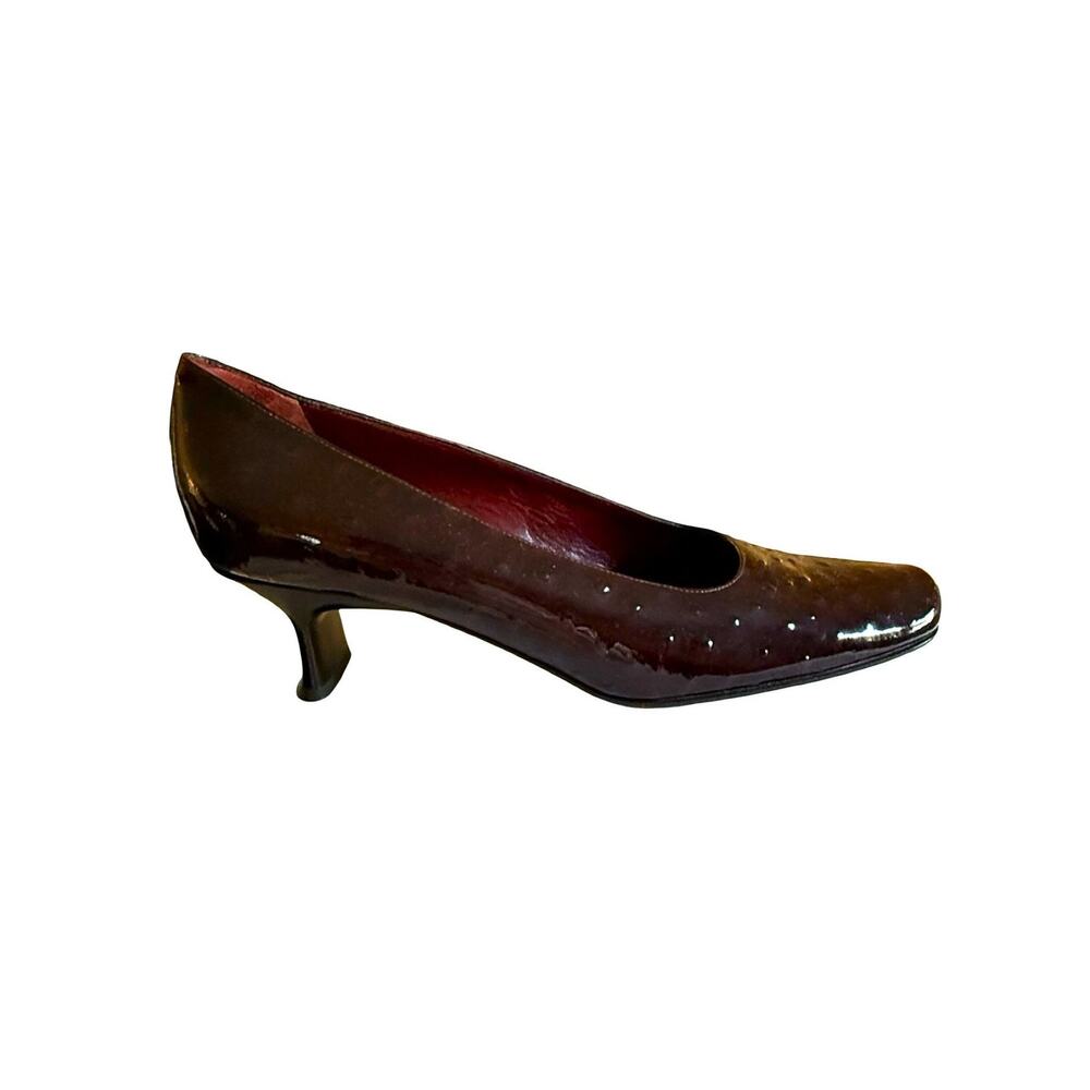 Mauro Teci Handmade Italian Leather Heels Size EU40 Patent Leather Burgundy 2"